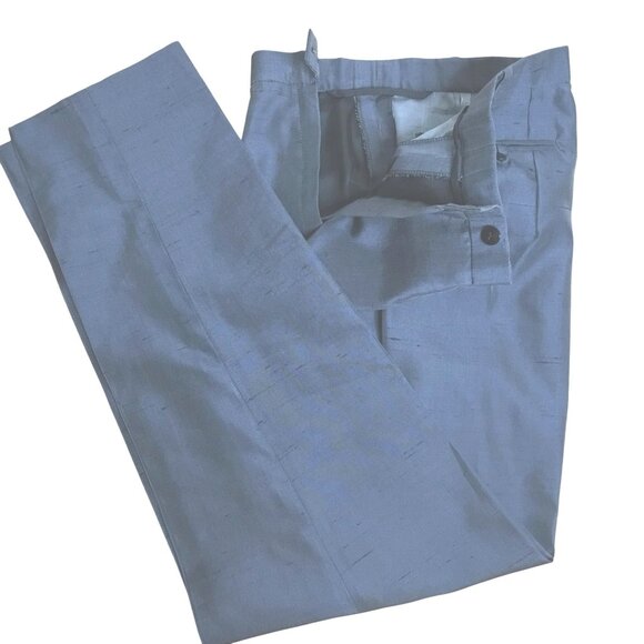 VTG ALGO COUTURE Switzerland Silk Blazer Pants Suit Gray 2pc 80s Power Suit Sz 8 - Picture 5 of 13